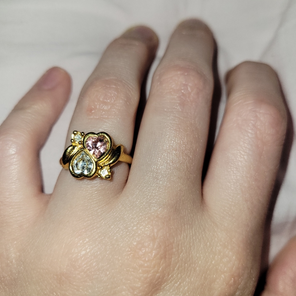 Double heart ring gold plated